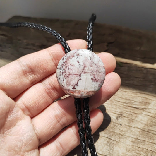Granite Stone Bolo Tie: Silver-Plated Western Cowboy Necktie