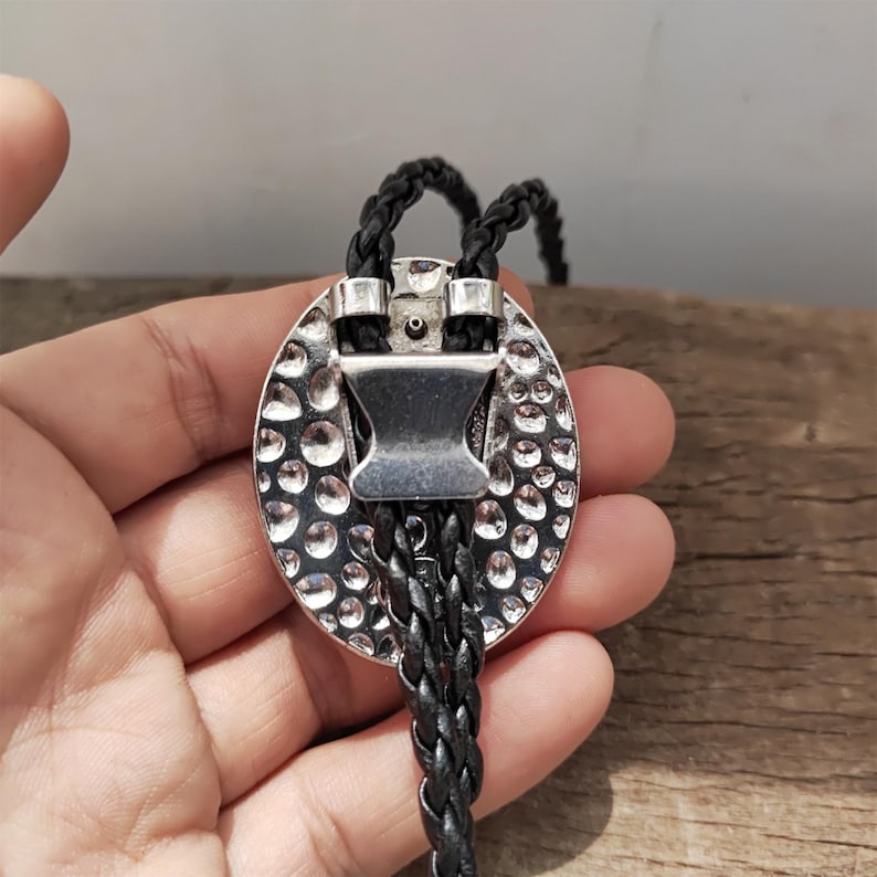 Red Crazy Jasper Bolo Tie: Western Cowboy PU Leather Necklace