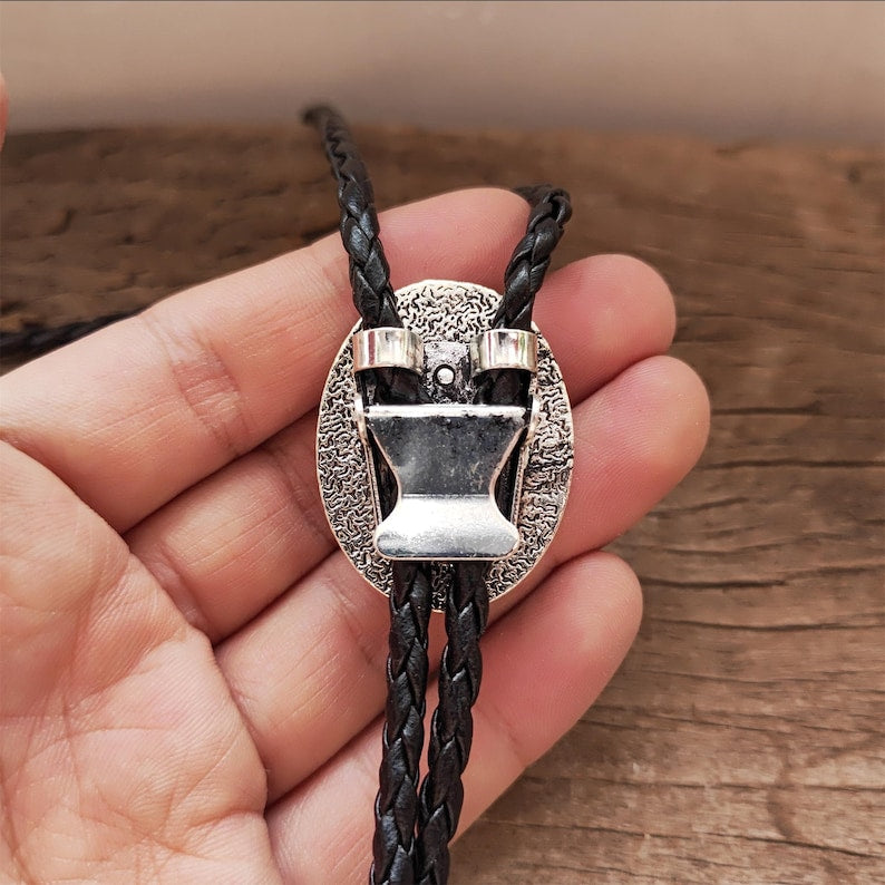 ellow Green Jade Bolo Tie: Western Cowboy Weddding Necklace, Leather Cord