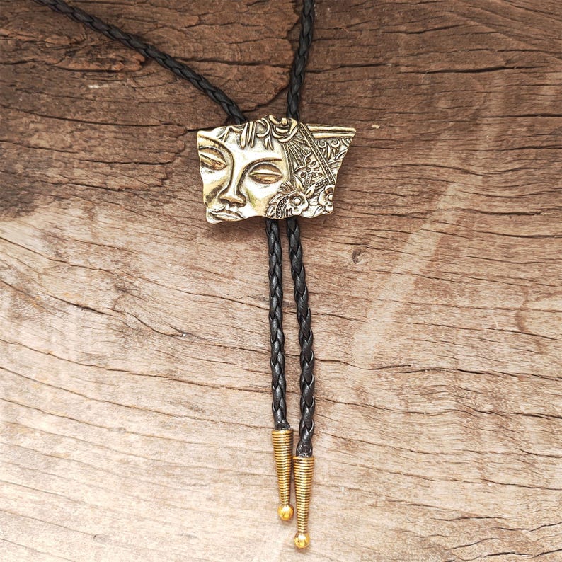 Apollo Sun God Bolo Tie: Copper Faux Leather Western