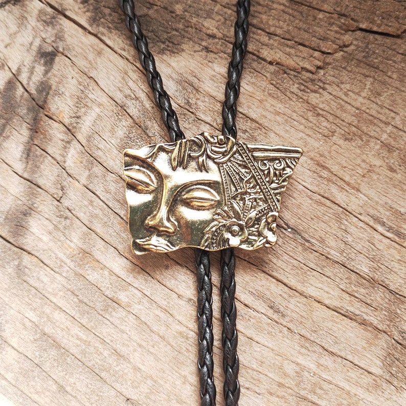 Apollo Sun God Bolo Tie: Copper Faux Leather Western