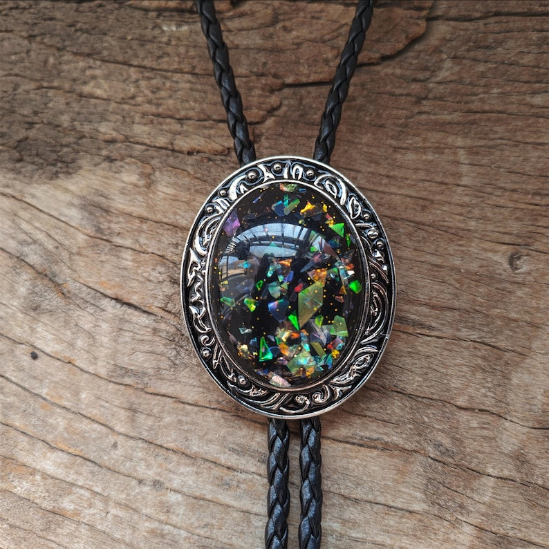 Opal Stone Bolo Tie: Silver