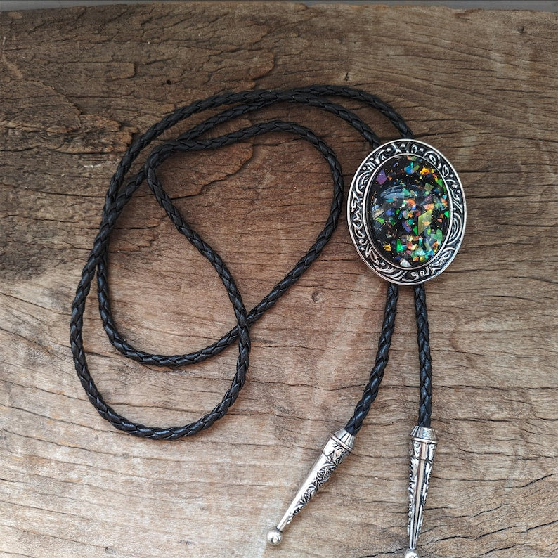 Opal Stone Bolo Tie: Silver