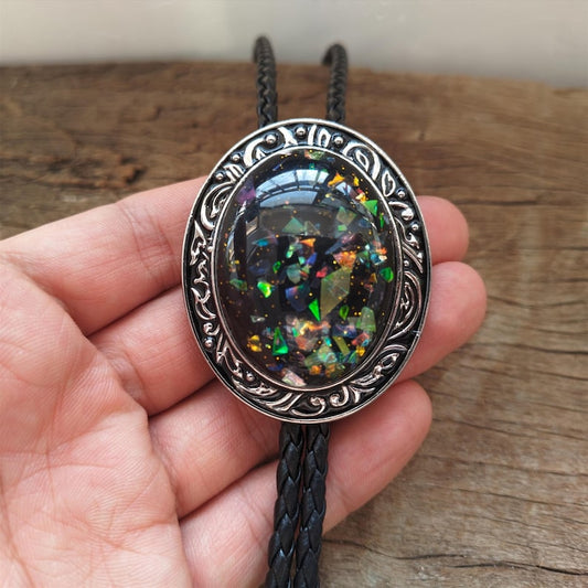 Opal Stone Bolo Tie: Silver