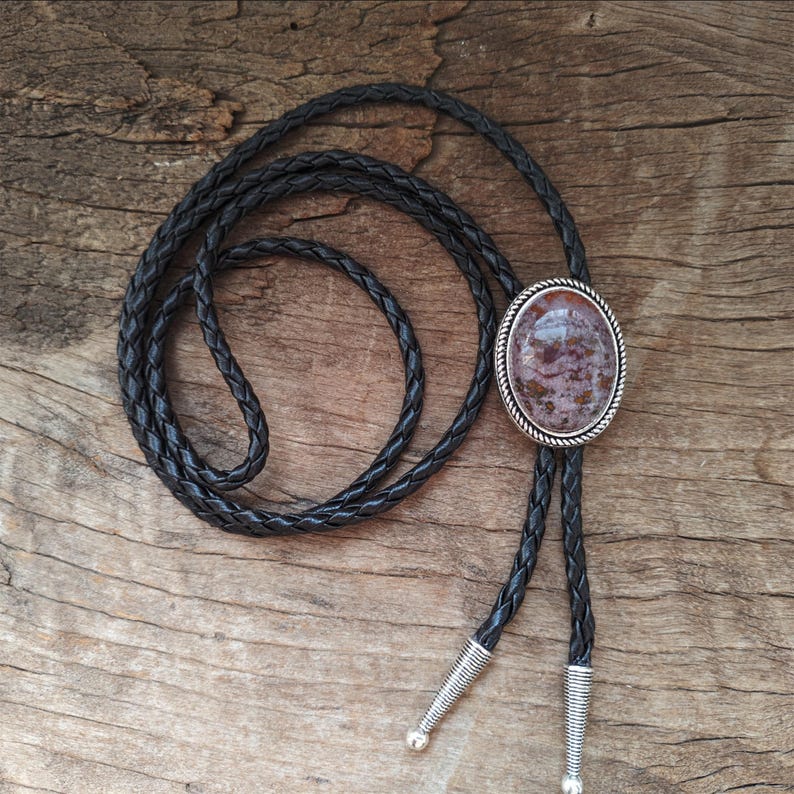 Purple Agate Bolo Tie: Silver