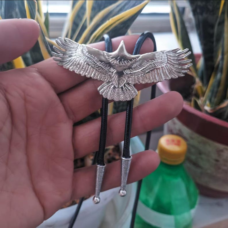 Silver Flying Eagle Bola Bolo Tie