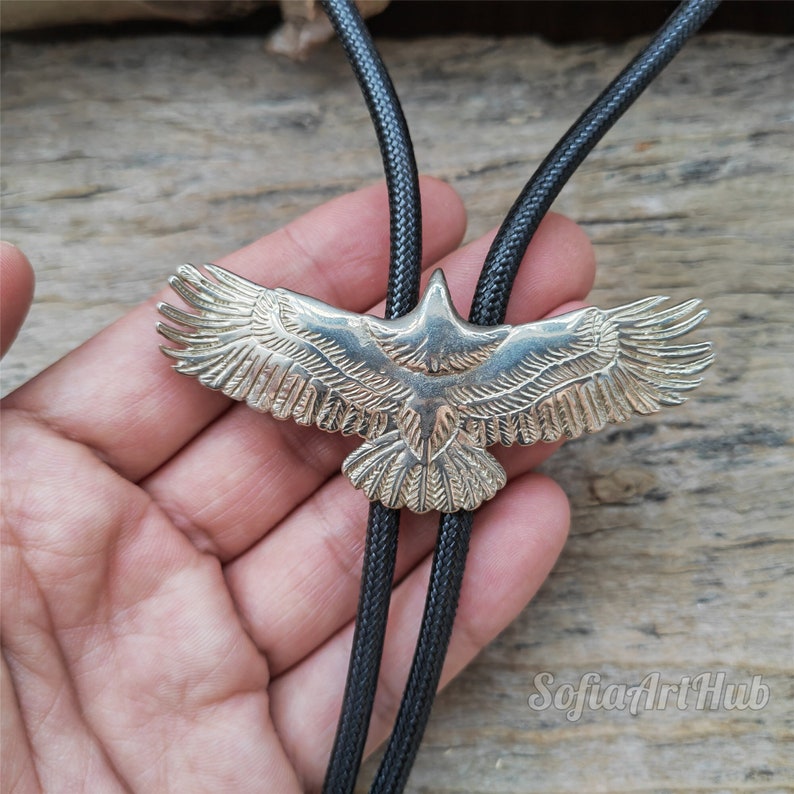 Silver Flying Eagle Bola Bolo Tie