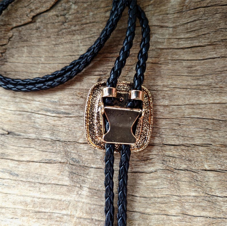 Black Turquoise Bolo Tie: Western Cowboy Silver-Plated Necklace