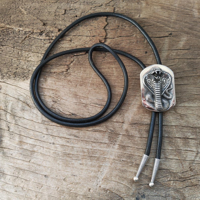 King Cobra Bolo Tie: Silver