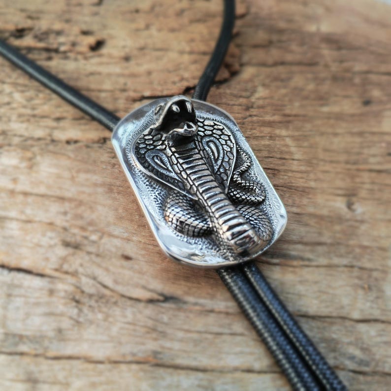 King Cobra Bolo Tie: Silver