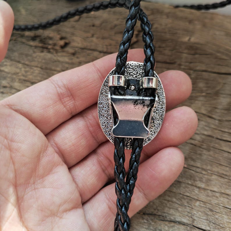 Red Jasper Cowboy Bolo Tie: Western Wedding Leather Necklace