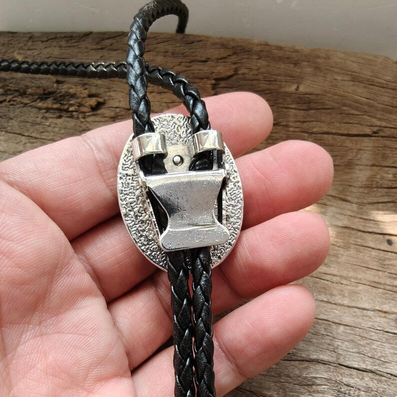 Pink Stripe Agate Stone Bolo Tie