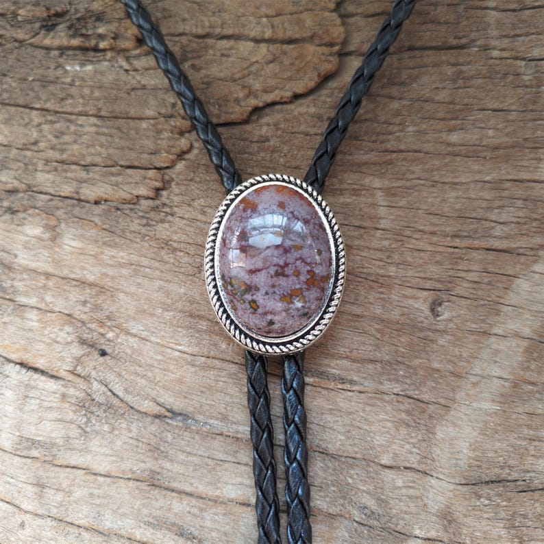 Purple Agate Bolo Tie: Silver