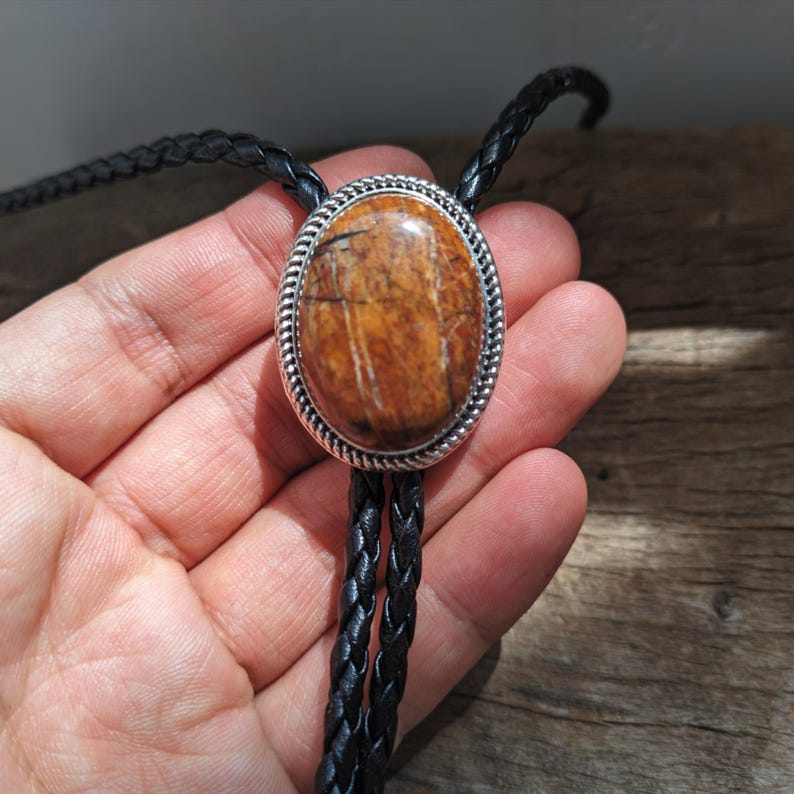 Red Speckled Agate Bolo Tie: Western Cowboy Wedding Necktie