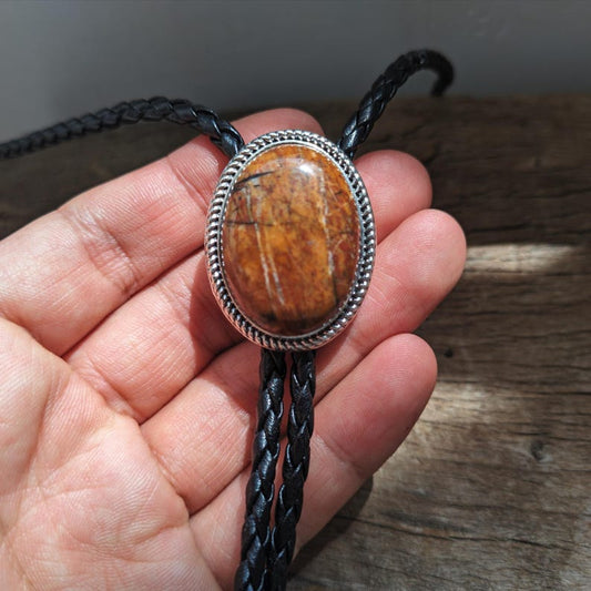 Red Speckled Agate Bolo Tie: Western Cowboy Wedding Necktie