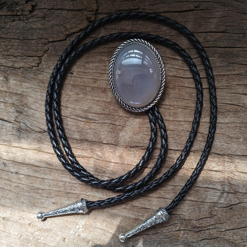 Grey Agate Bola Bolo Tie