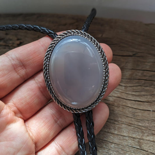 Grey Agate Bola Bolo Tie