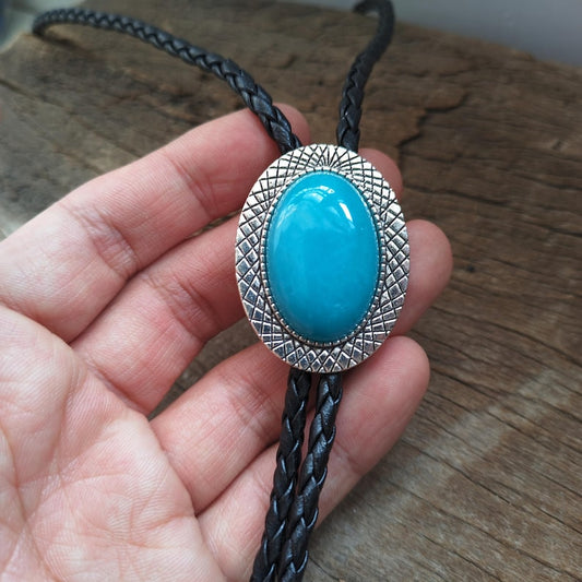Turquoise Bolo Tie: Silver