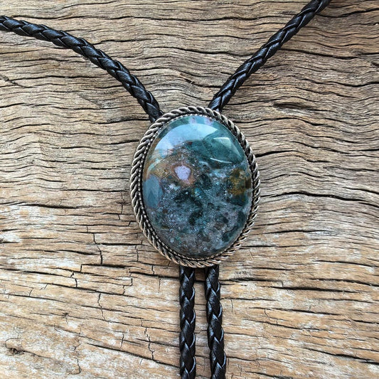 Moss Agate Bolo Tie