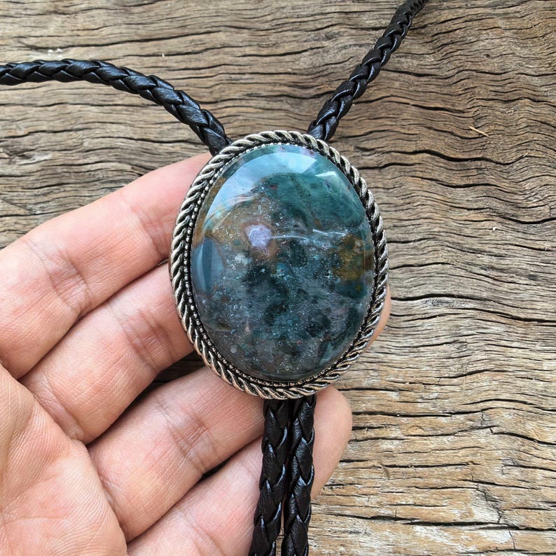 Moss Agate Bolo Tie