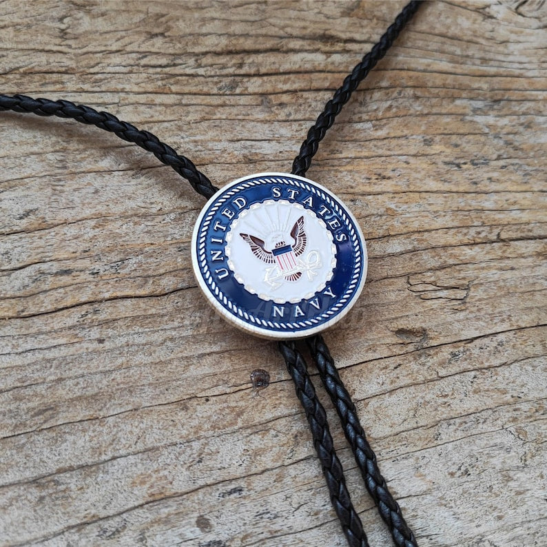 US Navy Bolo Tie: Silver-Plated Western Cowboy Necktie