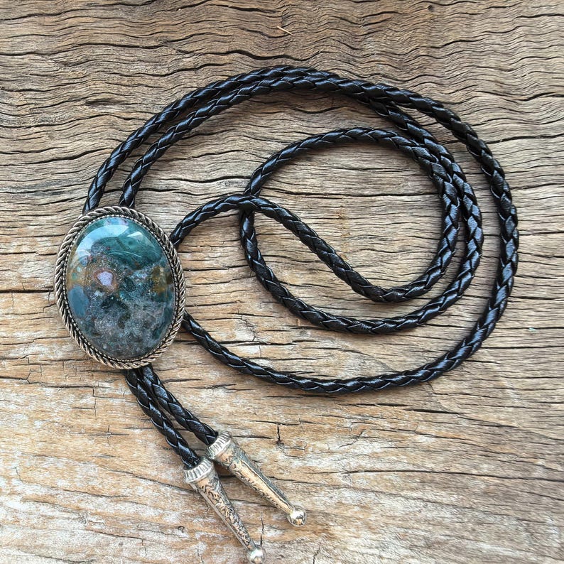 Moss Agate Bolo Tie