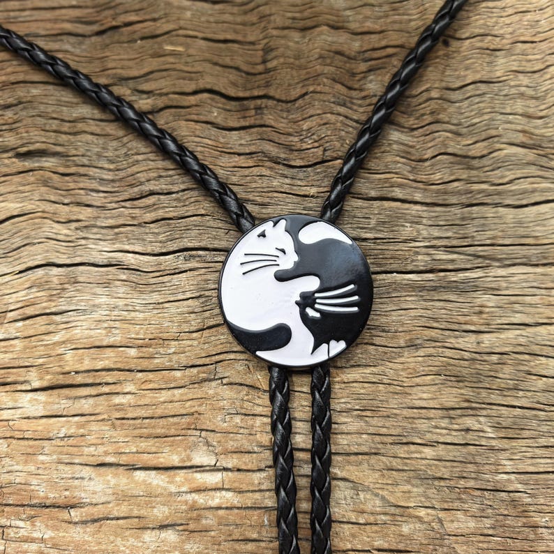 Cat Bola Tie: Silver-Plated Faux Leather Wedding Necklace