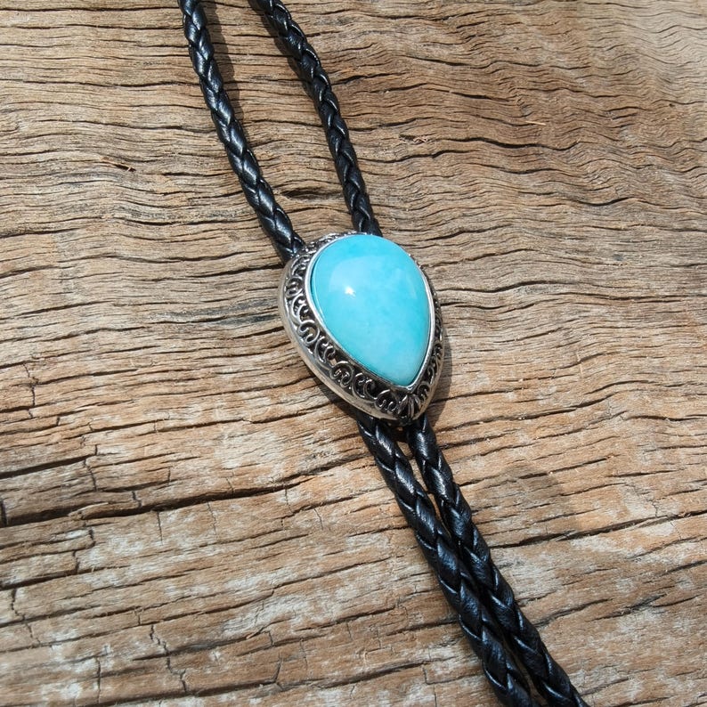 Turquoise Bolo Tie: Silver