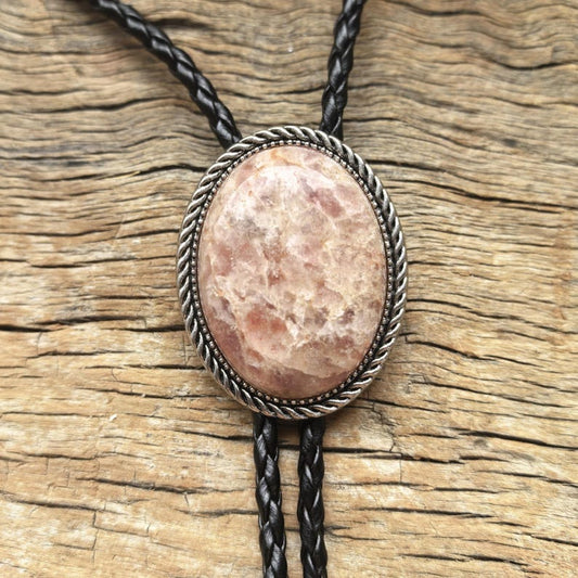 Crystal Agate Bolo Tie: Silver