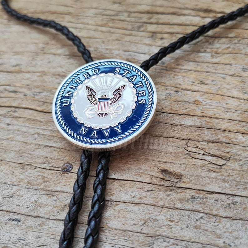 US Navy Bolo Tie: Silver-Plated Western Cowboy Necktie