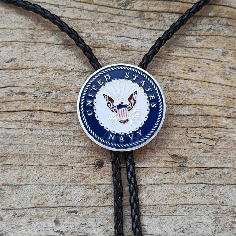 US Navy Bolo Tie: Silver-Plated Western Cowboy Necktie
