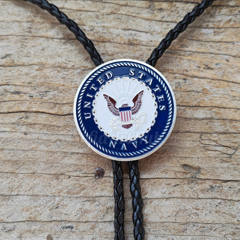 US Navy Bolo Tie: Silver-Plated Western Cowboy Necktie