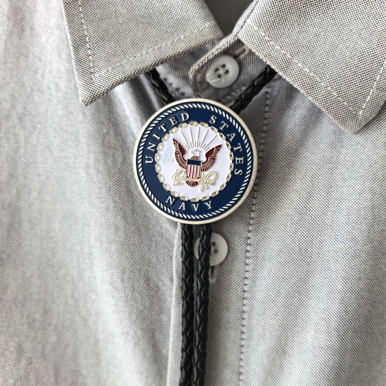 US Navy Bolo Tie: Silver-Plated Western Cowboy Necktie