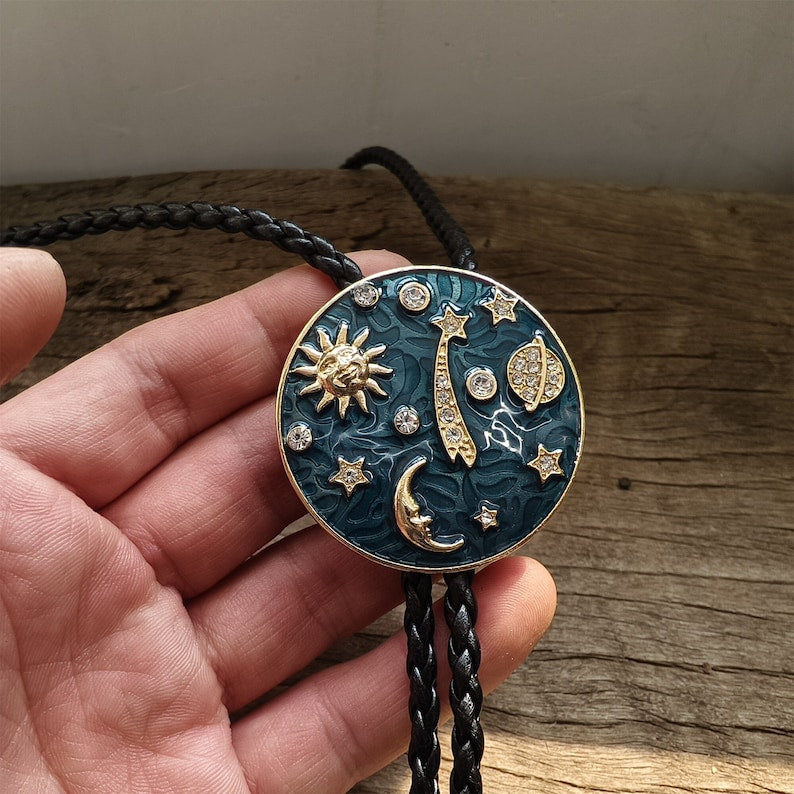 Universe Sun Moon Planet Meteoro Bola Tie Bolo Tie
