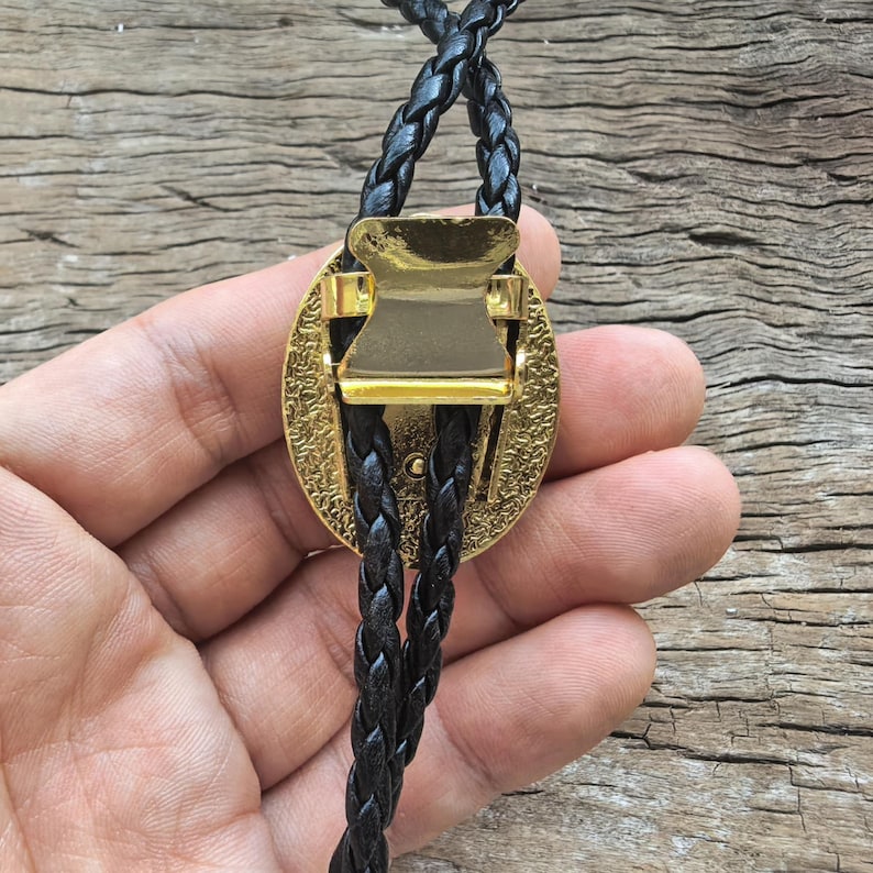 Dark Green Natural Stripe Jade Bola Bolo Tie