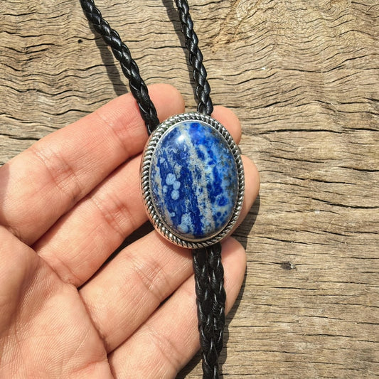 Blue Agate Bolo Tie: Western Cowboy Wedding Necktie
