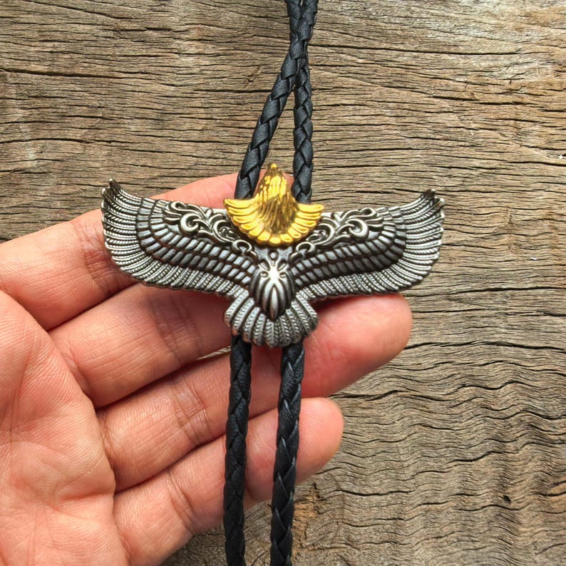 Golden Eagle Bolo Tie for Cowboy Wedding Gifts