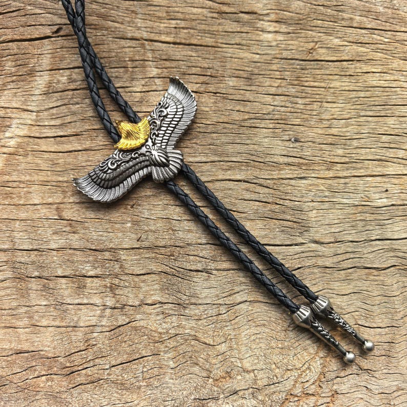 Golden Eagle Bolo Tie for Cowboy Wedding Gifts