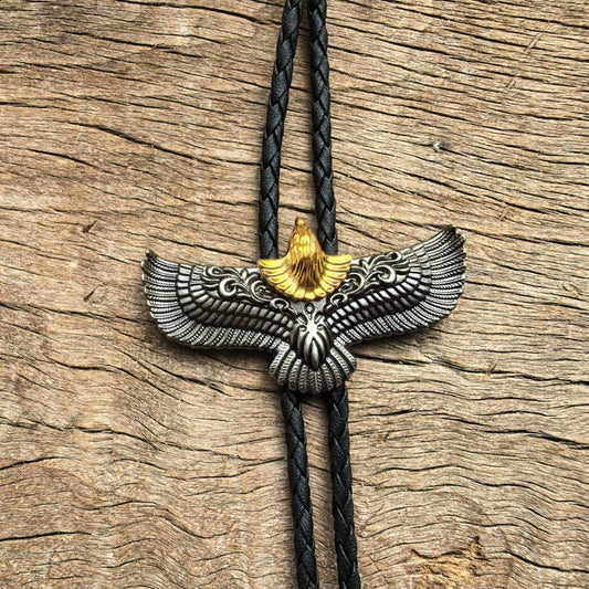 Golden Eagle Bolo Tie for Cowboy Wedding Gifts