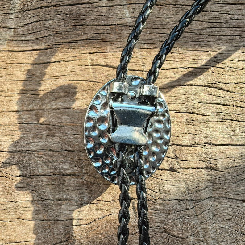 Yellow Crazy Agate Cowboy Bolo Tie: Silver