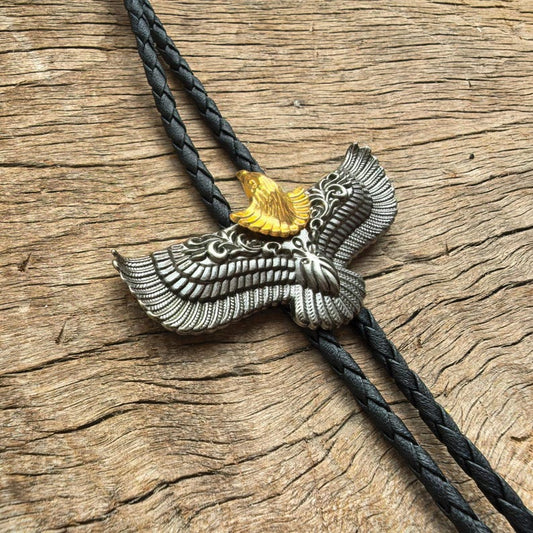 Golden Eagle Bolo Tie for Cowboy Wedding Gifts