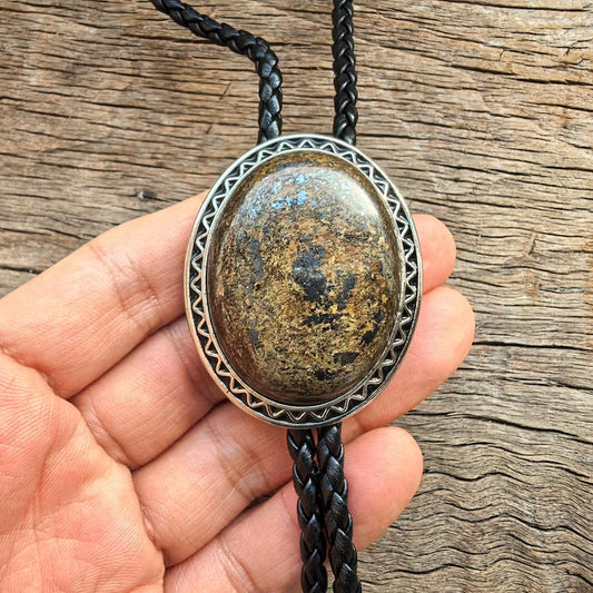 Crazy Agate Bolo Tie: Western Cowboy Necklace