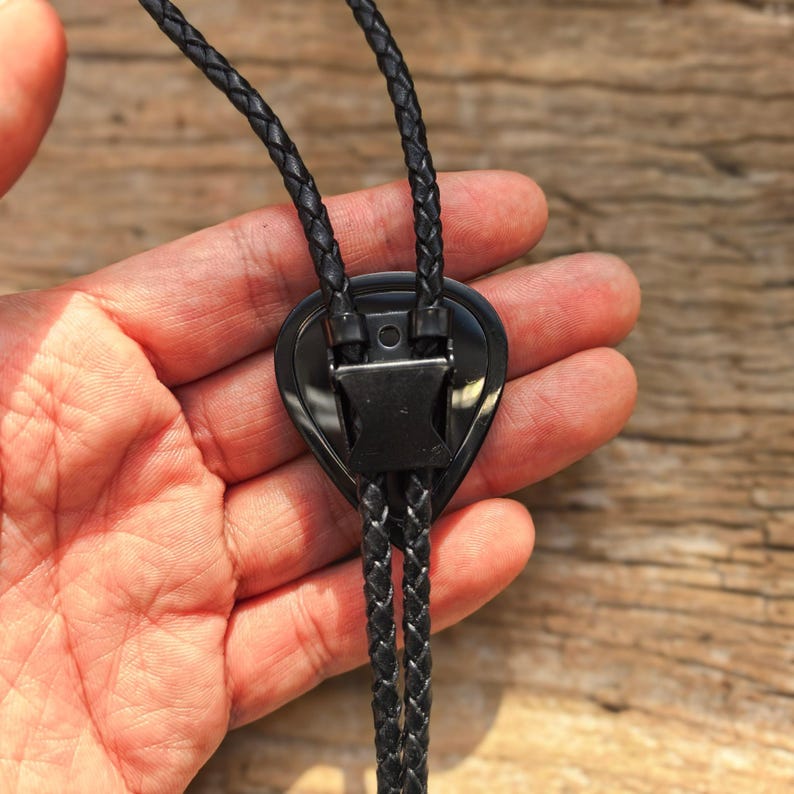 Replaceable Abalone Shell Bolo Tie: Black